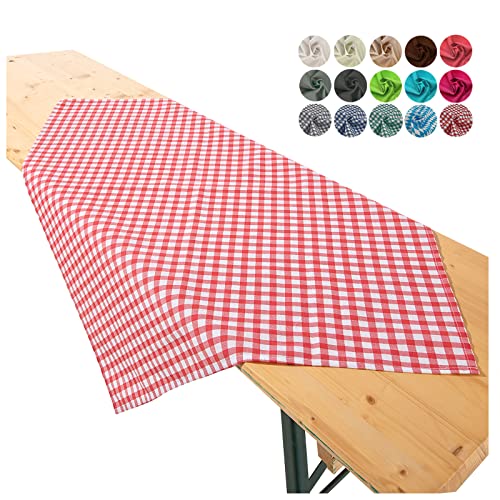 heimtexland ® Tischdecke Mitteldecke Biertisch Garten Tischdeko Landhaus Typ861 Vichy Karo Rot 90x90 cm von heimtexland