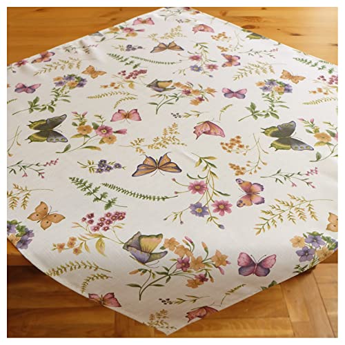 heimtexland ® Tischwäsche Schmetterling Garten Natur Bunt Tischdekoration Typ794 Mitteldecke 85 x 85 cm von heimtexland