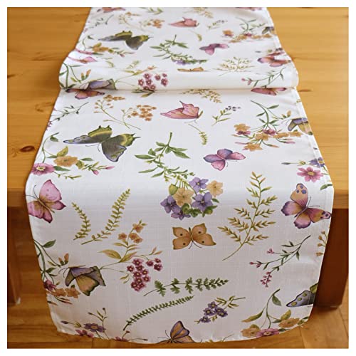 heimtexland ® Tischwäsche Schmetterling Garten Natur Bunt Tischdekoration Typ794 Tischläufer 40 x 140 cm von heimtexland