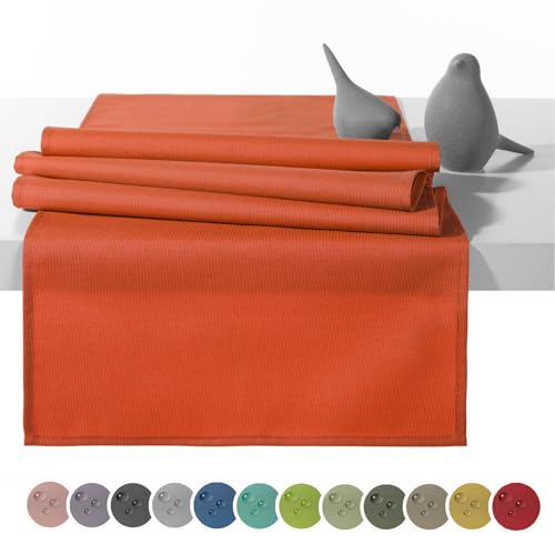 heimtexland Outdoor Tischläufer Garten Tischdecke 45x145 Tischdeko wasserabweisend wetterfest UV-beständig Typ551 Orange von heimtexland