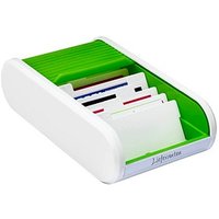 helit Visitenkartenbox weiß/apfelgrün, für bis zu 300 Visitenkarten von helit