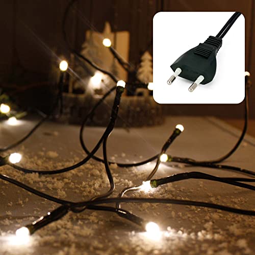 hellum Lichterkette 50 LED, 7,35m Länge, Lichterkette innen, klassisch warmweiß, <59lm, grün mit Stecker, für Weihnachtsbaum 579130 von hellum