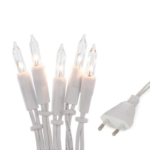 Hellum Innen Lichterkette Weihnachtsbaum mit 20 Warmweiß Lichter Weihnachtsdeko modern weißes Kabel mit Stecker 2,85m < 60 Lumen, Deko Wohnzimmer, Tannenbaum Beleuchtung, Weihnachten Dekoration 832082 von hellum