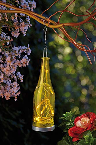 hellum 300314 LED Glasflasche Deko Lichterkette gelb 8 LEDs Outdoor Garten Party Batterie von hellum