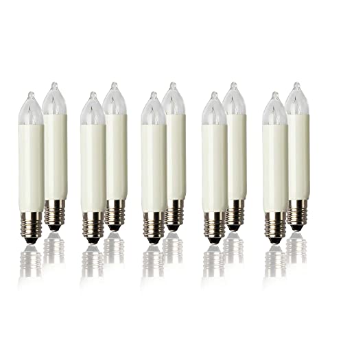 hellum Ersatzbirnen für Lichterbogen, 10 Stück 12V 3W klein-Schaftkerzen für Schwibbogen, für Ersatz-Kerzen Lichterketten innen und außen mit 20 Brennstellen, ø10mm E10/ 12V/ 3W/ 22Lumen 933048 hellum Ersatzbirnen für Lichterbogen, 10 Stück 12V 3W klein-Schaftkerzen für Schwibbogen, für Ersatz-Kerzen Lichterketten innen und außen mit 20 Brennstellen, ø10mm E10/ 12V/ 3W/ 22Lumen 933048 von hellum