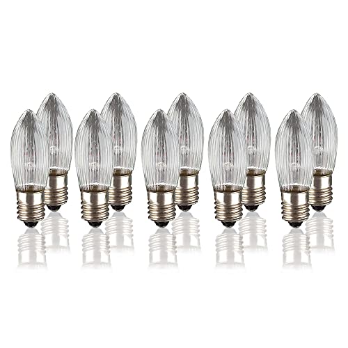 hellum Ersatz-Kerzen für Schwibbogen, 10 Stück 12V 3W Riffelkerze für Weihnachtsbaum Kerzen Lichterketten innen mit 20 Brennstellen, Birnen für Lichterbogen E10/ 12V/ 3W/ 22 Lumen 950045 hellum Ersatz-Kerzen für Schwibbogen, 10 Stück 12V 3W Riffelkerze für Weihnachtsbaum Kerzen Lichterketten innen mit 20 Brennstellen, Birnen für Lichterbogen E10/ 12V/ 3W/ 22 Lumen 950045 von hellum