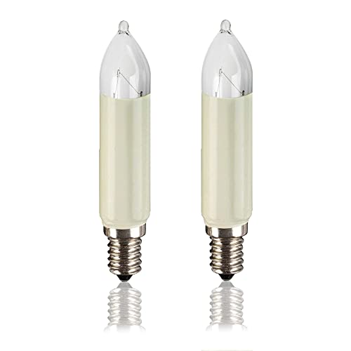 hellum Ersatz-Kerzen für Schwibbogen, 2 Stück 16V 7W Schaftkerze für Weihnachtsbaum Kerzen Lichterketten innen und außen mit 15 Brennstellen, Birnen für Lichterbogen E14/ 16V/ 7W/ 47 Lumen 905045 hellum Ersatz-Kerzen für Schwibbogen, 2 Stück 16V 7W Schaftkerze für Weihnachtsbaum Kerzen Lichterketten innen und außen mit 15 Brennstellen, Birnen für Lichterbogen E14/ 16V/ 7W/ 47 Lumen 905045 von hellum