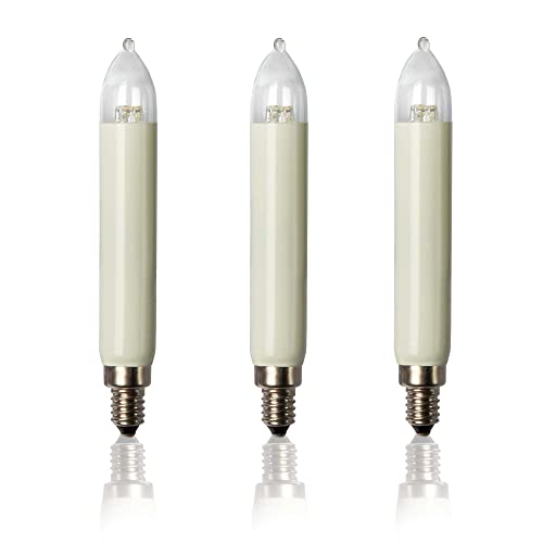 hellum LED Ersatz-Kerzen für Weihnachtsbaum Kerzen Lichterketten innen und außen, 2 Stück 8-55V 0,5W Schaftkerze für Lichterketten mit 4-30 Brennstellen, ø15mm E10/ 8-55V/ 0,5W/ 15 Lumen 955026 von hellum
