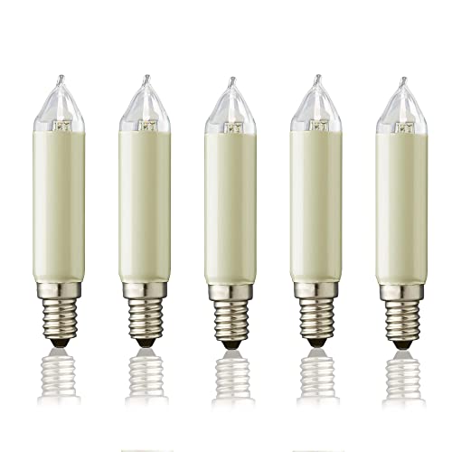 Hellum Ersatz-Kerzen für Schwibbogen, 5 Stück 8-55V 0,5W Schaftkerze für Weihnachtsbaum Kerzen Lichterketten innen außen mit 4-30 Brennstellen,Birnen für Lichterbogen E14/ 8-55V/ 0,5W/ 30 Lumen 904987 Hellum Ersatz-Kerzen für Schwibbogen, 5 Stück 8-55V 0,5W Schaftkerze für Weihnachtsbaum Kerzen Lichterketten innen außen mit 4-30 Brennstellen,Birnen für Lichterbogen E14/ 8-55V/ 0,5W/ 30 Lumen 904987 von hellum