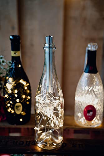 Hellum LED Flaschenlicht mit Timer, 2er Led Lichterkette mit Timer AA Batteriebetrieben 20 LED 2M Flaschen-Lichterkette Warmweiß für Flaschen Personalisiert Tisch Deko Dekorier-Flasche Hochzeit 150582 von hellum