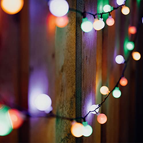 hellum Kugel Lichterkette außen mit Timer, LED Lichterkette mit 180 bunte Glühbirnen, Strombetrieben Partybeleuchtung beleuchtet 12,9m zu Weihnachten, Party-Deko, Garten, Sommer, 578300 von hellum
