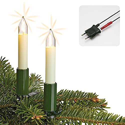 hellum LED Lichterkette Weihnachtsbaum Made-in-Germany Christbaumbeleuchtung Kerzen Lichterkette innen mit Clip, 15 warm-weiße LED-Filament, beleuchtet 980cm, Kabel grün, für Innen mit Stecker 802078 hellum LED Lichterkette Weihnachtsbaum Made-in-Germany Christbaumbeleuchtung Kerzen Lichterkette innen mit Clip, 15 warm-weiße LED-Filament, beleuchtet 980cm, Kabel grün, für Innen mit Stecker 802078 von hellum