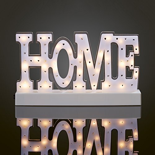 hellum LED Schriftzug Home, 25 LED, warmweiß, batteriebetrieben (3x AA, nicht enthalten), innen IP20, Winterdecoration, Wohnzimmer, Dekoration, Weihnachtsdecoration, 522464 von hellum