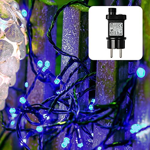 HELLUM LED Lichterkette Außen mit Timer I 3,9m 40 LED I Lichterkette blau I Lichterkette LED strombetrieben mit Stecker I Weihnachtsbaumbeleuchtung mit Kabel in grün I 577310 von hellum