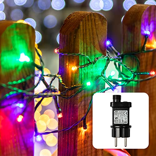hellum LED Lichterkette Außen mit Timer, 3,9m beleuchtete Länge 40 LED, Lichterkette bunt, strombetrieben mit Stecker, Weihnachtsbaumbeleuchtung mit Kabel in grün 577327 hellum LED Lichterkette Außen mit Timer, 3,9m beleuchtete Länge 40 LED, Lichterkette bunt, strombetrieben mit Stecker, Weihnachtsbaumbeleuchtung mit Kabel in grün 577327 von hellum