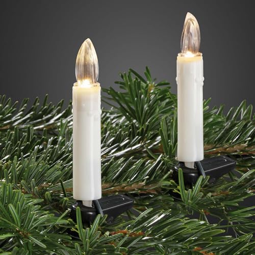 Hellum LED Lichterkette Weihnachtsbaum, 20 LED Weihnachtskerzen 5,7m beleuchtet mini Lichterkette Innen mit Stecker, Led Kerzenlichterkette strom Kabel grün Christbaumkerzen weiß, 560305 von hellum