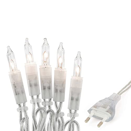 hellum Lichterkette innen strombetrieben, mini Lichterkette 10er Birnen klare warme Lichter, beleuchtete 1,35m, Kabel transparent Lichterkette 10 lichter mit Stecker für Weihnachten 831191 von hellum