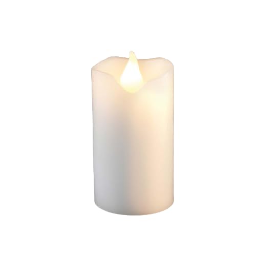 hellum 4er Set LED Wachskerze, Ø 5cm x 9,5cm hoch, 4 LED Kerzen weiß mit flackernde Flamme, Kerzen mit Batterien (2xAA pro Kerze nicht inkl), Weihnachtsbeleuchtung LED Deko, Echtwachs LED Kerze 150803 von hellum