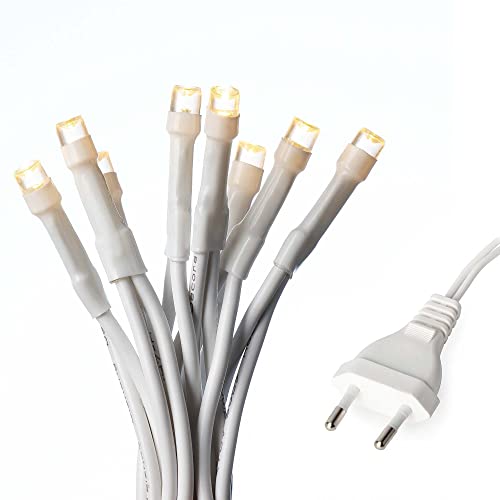 hellum 50-tlg. LED Lichterkette innen mit Stecker, Lichterkette innen 50 warmweiße LED, mit Stecker und weißem Kabel, beleuchtet 7,35 m < 59 lm 151695 von hellum