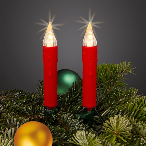 hellum Baumbeleuchtung, Lichterkette LED Kerzen rot, 30 LEDs warmweiß, Lichterkette Weihnachtsbaum innen, 8,7m beleuchtet + 2x 1,5m Zuleitung Kable grün, Christbaumkerzen Helligkeit <59 lm 151718 hellum Baumbeleuchtung, Lichterkette LED Kerzen rot, 30 LEDs warmweiß, Lichterkette Weihnachtsbaum innen, 8,7m beleuchtet + 2x 1,5m Zuleitung Kable grün, Christbaumkerzen Helligkeit <59 lm 151718 von hellum