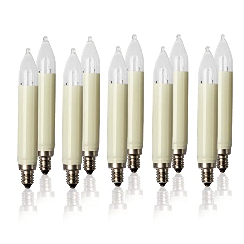 hellum Ersatz-Kerzen für Weihnachtsbaum Kerzen Lichterketten innen und außen, 10 Stück 12V 3W Schaftkerze für Lichterketten mit 20 Brennstellen, ø15mm E10/ 12V/ 3W/ 22Lumen 902013 hellum Ersatz-Kerzen für Weihnachtsbaum Kerzen Lichterketten innen und außen, 10 Stück 12V 3W Schaftkerze für Lichterketten mit 20 Brennstellen, ø15mm E10/ 12V/ 3W/ 22Lumen 902013 von hellum