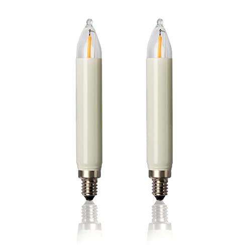 hellum LED Ersatz-Kerzen für Weihnachtsbaum Kerzen Lichterketten innen und außen, 2 Stück 16V 0,5W Schaftkerze für Lichterketten mit 15 Brennstellen, ø15mm E10/ 16V/ 0,5W/ 17 Lumen 904970 von hellum