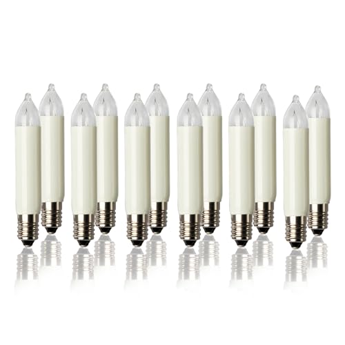 hellum Ersatzbirnen für Lichterbogen, 12 Stück 23V 3W klein-Schaftkerzen für Schwibbogen, für Ersatz-Kerzen Lichterketten innen und außen mit 10 Brennstellen, ø10mm E10/ 23V/ 3W/ 22Lumen 151336 hellum Ersatzbirnen für Lichterbogen, 12 Stück 23V 3W klein-Schaftkerzen für Schwibbogen, für Ersatz-Kerzen Lichterketten innen und außen mit 10 Brennstellen, ø10mm E10/ 23V/ 3W/ 22Lumen 151336 von hellum
