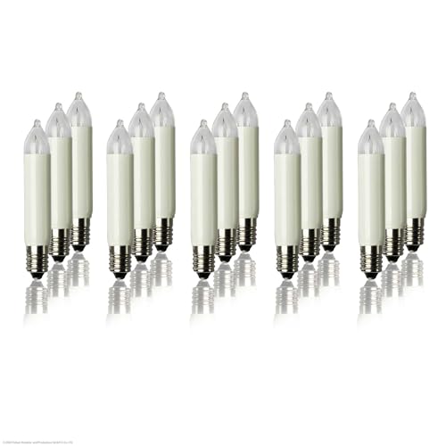 hellum Ersatzbirnen für Lichterbogen, 15 Stück 8V 3W klein-Schaftkerzen für Schwibbogen, für Ersatz-Kerzen Lichterketten innen und außen mit 30 Brennstellen, ø10mm E10/ 8V/ 3W/ 22Lumen 151374 hellum Ersatzbirnen für Lichterbogen, 15 Stück 8V 3W klein-Schaftkerzen für Schwibbogen, für Ersatz-Kerzen Lichterketten innen und außen mit 30 Brennstellen, ø10mm E10/ 8V/ 3W/ 22Lumen 151374 von hellum