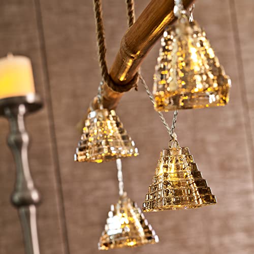 hellum LED Echtglas-Lichterkette Pyramiden-form, Dekoration, 6 warmweiße LEDs, 150 cm Lichtlänge, Kabelfarbe transparent, Indoor, batteriebetrieben (2 x AA), 564037 von hellum