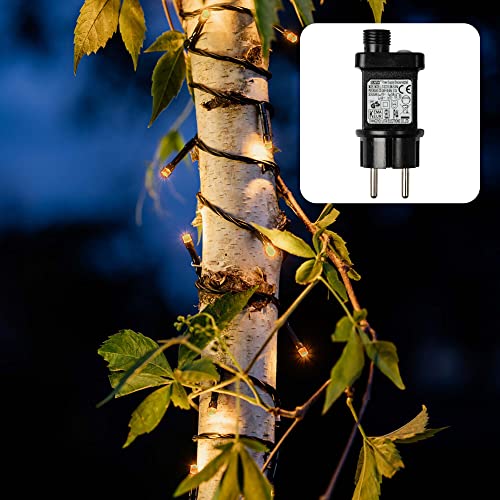 hellum LED Lichterkette Außen oder Innen, Lichterkette Lichtfarbe Mandarine mit Timer, strombetrieben mit 200 LED < 59 lm, Weihnachtsbaumbeleuchtung mit Kabel in Grün 150056 von hellum