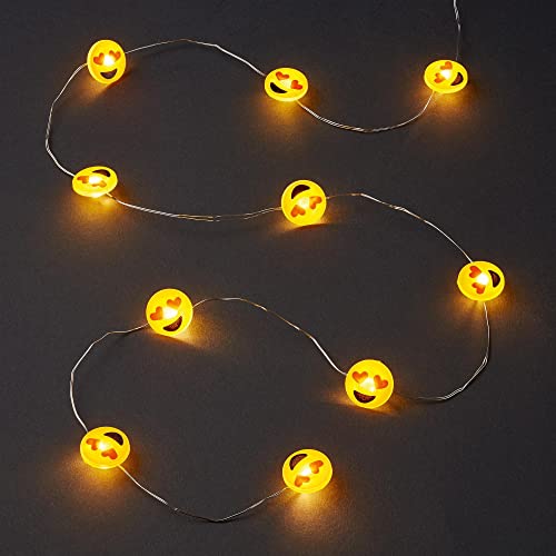 hellum LED Lichterkette Herz Emoji, 10 LED Smiley Licht warmweiß, Kupferkabel Lichterkette mit Emojis Herzaugen, Smiley batteriebetrieben (2xAA n.i.) Valentinstag Dekoration 522969 von hellum