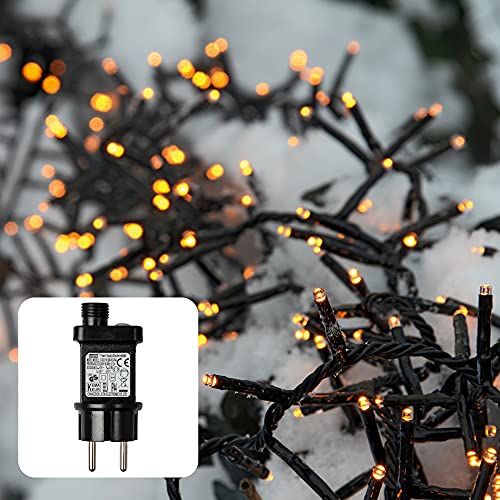 hellum LED Lichterkette außen Cluster, 8,94m 448 LED Cluster Lichterkette warmweiß mit Timer, Strombetrieben indoor & outdoor, Weihnachtsbaumbeleuchtung mit Kabel 576849 von hellum