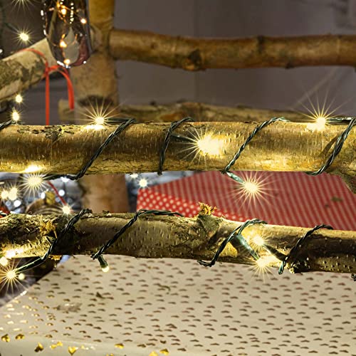 hellum Lichterkette innen, 20 er LED Lichterkette mit Timer, Dekoration batteriebetrieben, beleuchtete Länge 1,90m, Lichtfarbe warmweiß, Kabel grün <59 Lumen, 2er Set 570779 von hellum