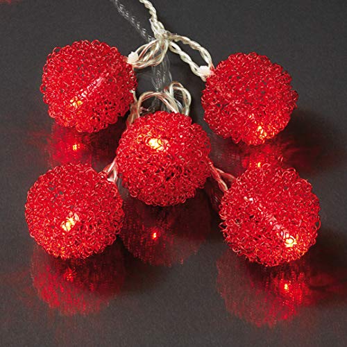 hellum LED Lichterkette mit Metallbällen rot 20 LED weiß, 285cm Lichtlänge, Indoor, Transformator, 5m Zuleitung, 576344 hellum LED Lichterkette mit Metallbällen rot 20 LED weiß, 285cm Lichtlänge, Indoor, Transformator, 5m Zuleitung, 576344 von hellum