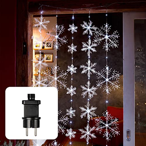 hellum LED Lichterketten Vorhang, Lichtervorhang Innen und Außen, Schneeflocken, 5 Stränge, unter 59 lm, 75 warm-weiße LED 120x150cm, Hochzeit Party Weihnachtsdeko Fenster Indoor + Outdoor 577808 hellum LED Lichterketten Vorhang, Lichtervorhang Innen und Außen, Schneeflocken, 5 Stränge, unter 59 lm, 75 warm-weiße LED 120x150cm, Hochzeit Party Weihnachtsdeko Fenster Indoor + Outdoor 577808 von hellum