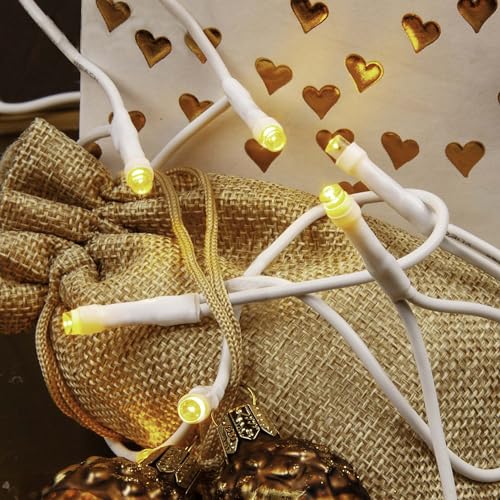 hellum LED Mini Lichterkette Innen, 20 mini LED Lichter, 285cm beleuchtete Länge, Lichterkette strom mit Stecker, Kabel weiß, für Weihnachtsbaum 563986 von hellum