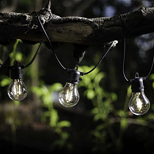 hellum LED Party Lichterkette außen dimmbar, Erweiterungs-Set für LED Glühbirnen Lichterkette mit Fernbedienung beleuchtete 4,5m, 10 Lampen warmweiß Partybeleuchtung für Biergarten,150995 von hellum