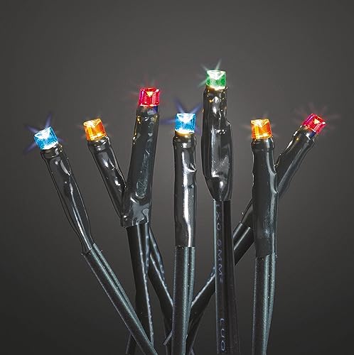hellum Lichterkette 100 LED, 14,85m Länge, Lichterkette innen, bunt, <59lm, grün mit Stecker, für Weihnachtsbaum 151039 von hellum