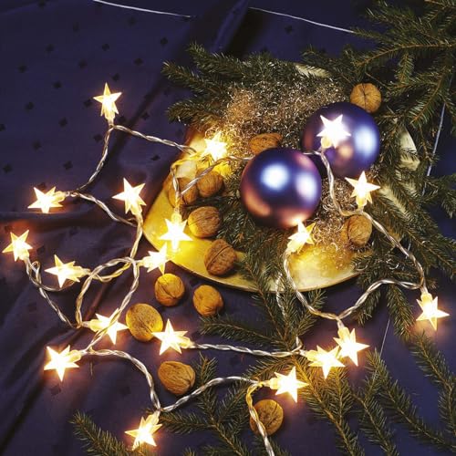 hellum Lichterkette Innen mit Sternen, 20 Lichter Stern beleuchtet warmweiß, 190cm beleuchtete Länge strombetrieben, transparentes Kabel, Weihnachtsbeleuchtung Innen Fenster, Weihnachtsdeko 592627 hellum Lichterkette Innen mit Sternen, 20 Lichter Stern beleuchtet warmweiß, 190cm beleuchtete Länge strombetrieben, transparentes Kabel, Weihnachtsbeleuchtung Innen Fenster, Weihnachtsdeko 592627 von hellum