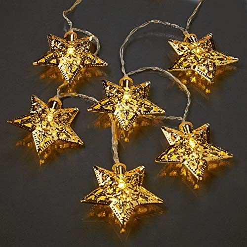 hellum Lichterkette Innen mit Sternen golden, 10 Stern beleuchtet warmweiß, 1,35m beleuchtete Länge batteriebetrieben, transparentes Kabel, Weihnachtsbeleuchtung Innen Fenster, Weihnachtsdeko 522426 hellum Lichterkette Innen mit Sternen golden, 10 Stern beleuchtet warmweiß, 1,35m beleuchtete Länge batteriebetrieben, transparentes Kabel, Weihnachtsbeleuchtung Innen Fenster, Weihnachtsdeko 522426 von hellum