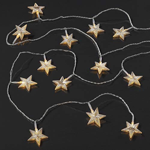 hellum Lichterkette Innen mit Sternen silber aus Metall, 24 LED Stern beleuchtet warmweiß, 3,45m beleuchtete Länge mit Trafo, transparentes Kabel, Weihnachtsbeleuchtung Innen Fenster, 576085 hellum Lichterkette Innen mit Sternen silber aus Metall, 24 LED Stern beleuchtet warmweiß, 3,45m beleuchtete Länge mit Trafo, transparentes Kabel, Weihnachtsbeleuchtung Innen Fenster, 576085 von hellum