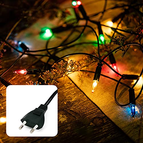 hellum Lichterkette innen 35er, 5,1m Weihnachtsbaum Lichterkette bunt, Fenster Weihnachtsdeko, Kabel grün <59lm, 833577 von hellum