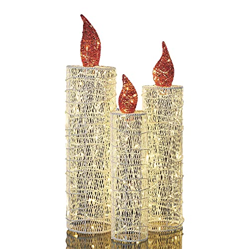 hellum Rattan-Kerzen 3er-Set Höhe 60,70,80cm 88 LEDs warmweiß hellum Rattan-Kerzen 3er-Set Höhe 60,70,80cm 88 LEDs warmweiß von hellum
