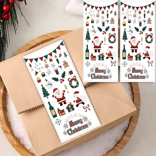 50 Weihnachts-Aufkleber – Selbstklebende Sticker Frohe Weihnachten, 10x5cm Etiketten für Geschenkverpackungen, Umschläge & Weihnachtsdeko von hemeilibao
