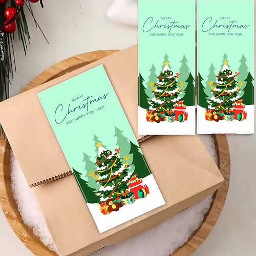 50 Weihnachts-Aufkleber – Selbstklebende Sticker Frohe Weihnachten, 10x5cm Etiketten für Geschenkverpackungen, Umschläge & Weihnachtsdeko (M02) von hemeilibao