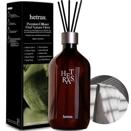 hetras. Premium Schilfrohr-Diffusor, 40 ml, weißer Hemdduft, Duftöl-Diffusor und Stäbchen für Zuhause, Büro und Badezimmer, Dekoration – Geschenke für einen geliebten Menschen von hetras.