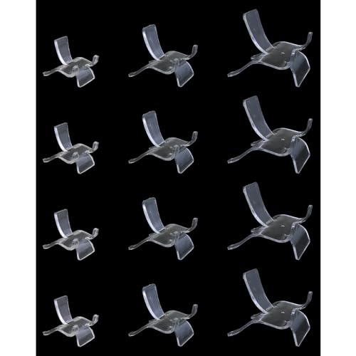 heyous 12 Stück große, mittelgroße/kleine, transparente Acryl-Kristalle/Steine/Anhänger, Staffelei-Basis, geeignet für die Präsentation kleiner Sammlerstücke heyous 12 Stück große, mittelgroße/kleine, transparente Acryl-Kristalle/Steine/Anhänger, Staffelei-Basis, geeignet für die Präsentation kleiner Sammlerstücke von heyous