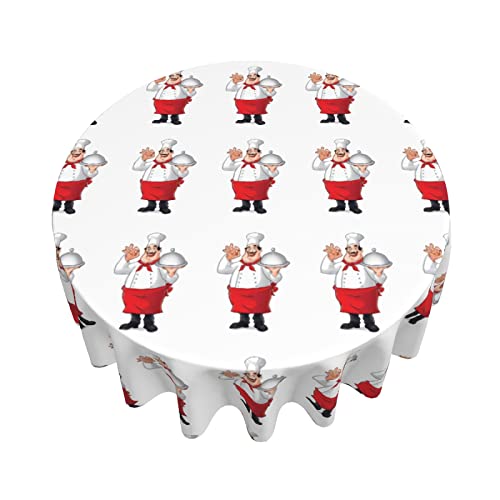 Tischdecke mit Cartoon-Motiv "Fat Chef", italienische Küchendekoration, runde Tischdecke, 152,4 cm, für Esszimmer, Hochzeit, Buffet, Party von hezeyuwei