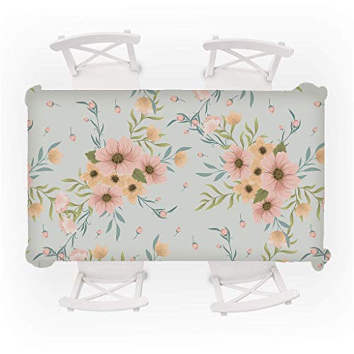 Tischdecke Outdoor Rosa Blumen Tischtuch Wasserabweisend Eckig Fleckschutz Pflegeleicht Mit Tischdekoration Für Garten Zimmer Marokkanisch Style Küche, Esstisch, Parteien von hfdch