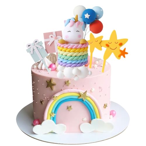 Einhorn, Regenbogen Kuchendeko - 12 Stück - Wolke, Einhorn, Ballon, Kuchendeko für Kinder, Mädchen, Junge Geburtstag - Mehrfarbig, Verschiedenfarbig Einhorn, Regenbogen Kuchendeko - 12 Stück - Wolke, Einhorn, Ballon, Kuchendeko für Kinder, Mädchen, Junge Geburtstag - Mehrfarbig, Verschiedenfarbig von hfdsythgd